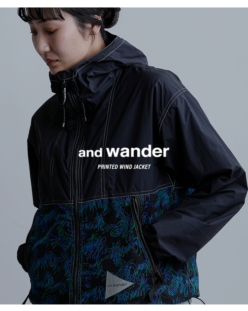 and wander(アンドワンダー)プリントウィンドジャケットprintedwindjacket574-6121013