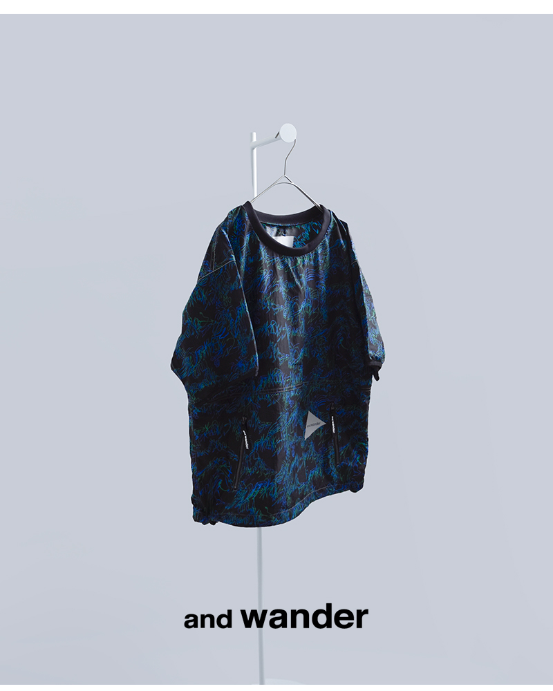 and wander(アンドワンダー)プリントウィンドTシャツprintedwindT574-6121015