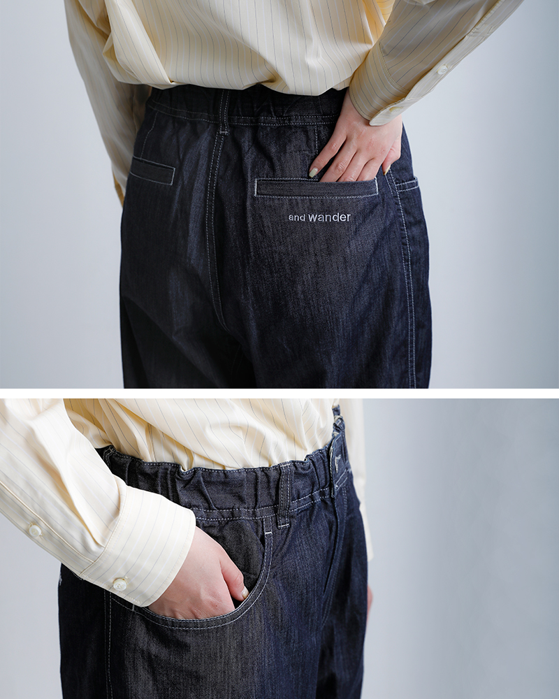and wander(アンドワンダー)ドライイージーデニムワイドパンツdryeasydenimwidepants574-6182099