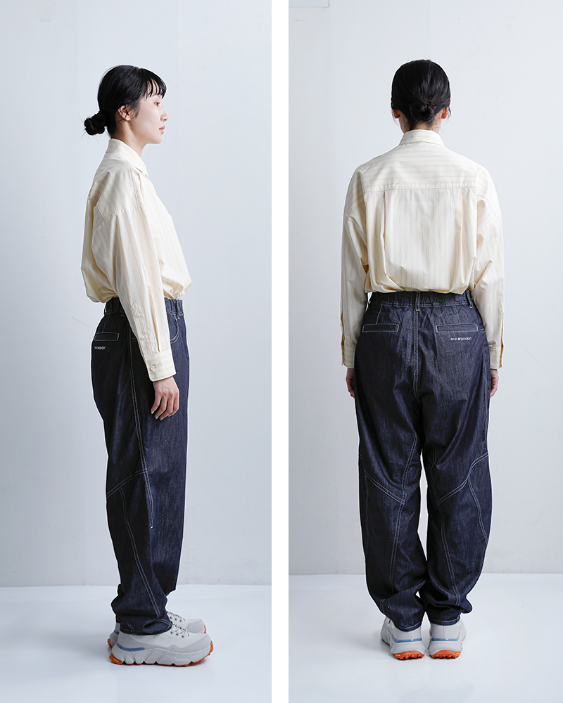 and wander(アンドワンダー)ドライイージーデニムワイドパンツdryeasydenimwidepants574-6182099