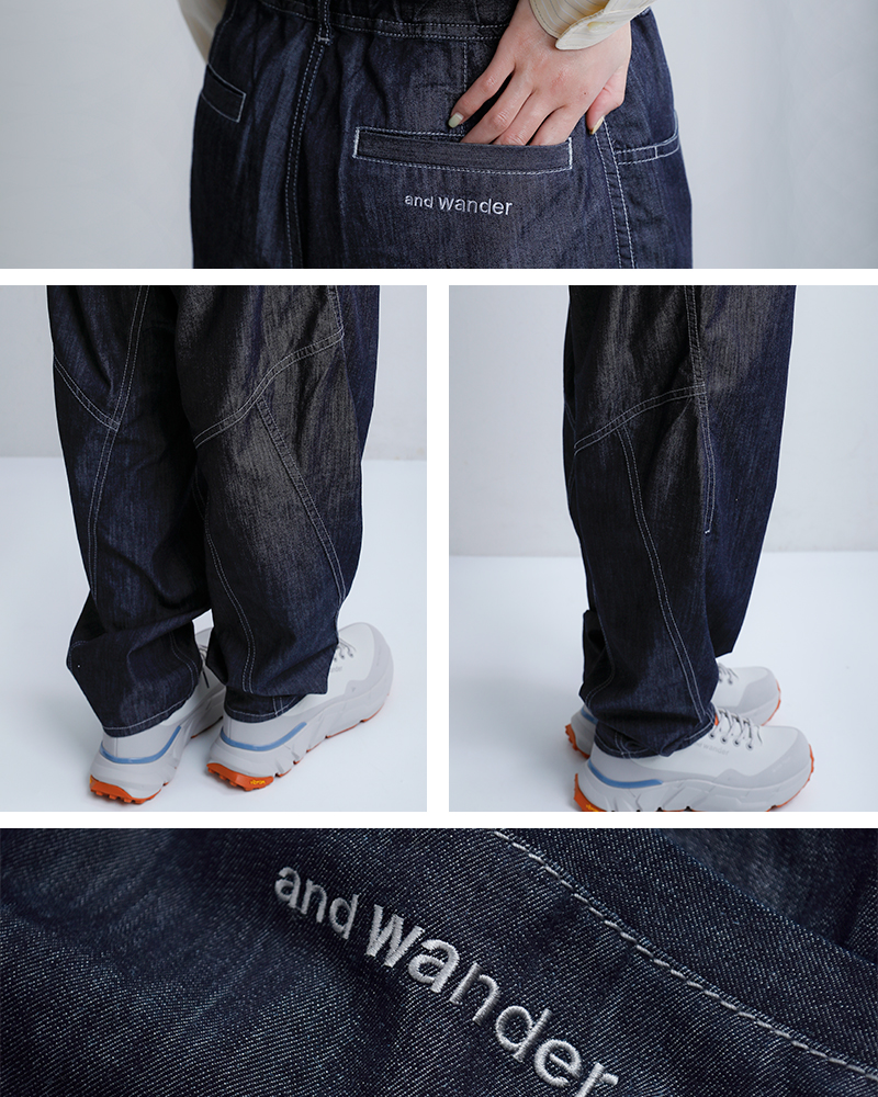 and wander(アンドワンダー)ドライイージーデニムワイドパンツdryeasydenimwidepants574-6182099