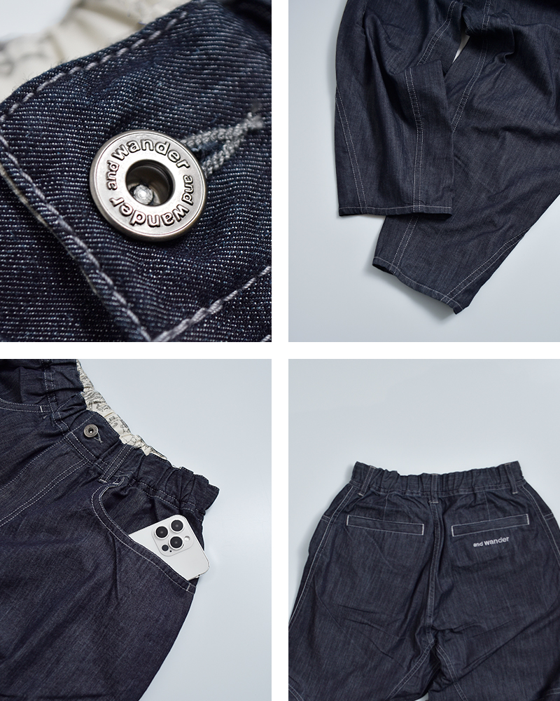and wander(アンドワンダー)ドライイージーデニムワイドパンツdryeasydenimwidepants574-6182099
