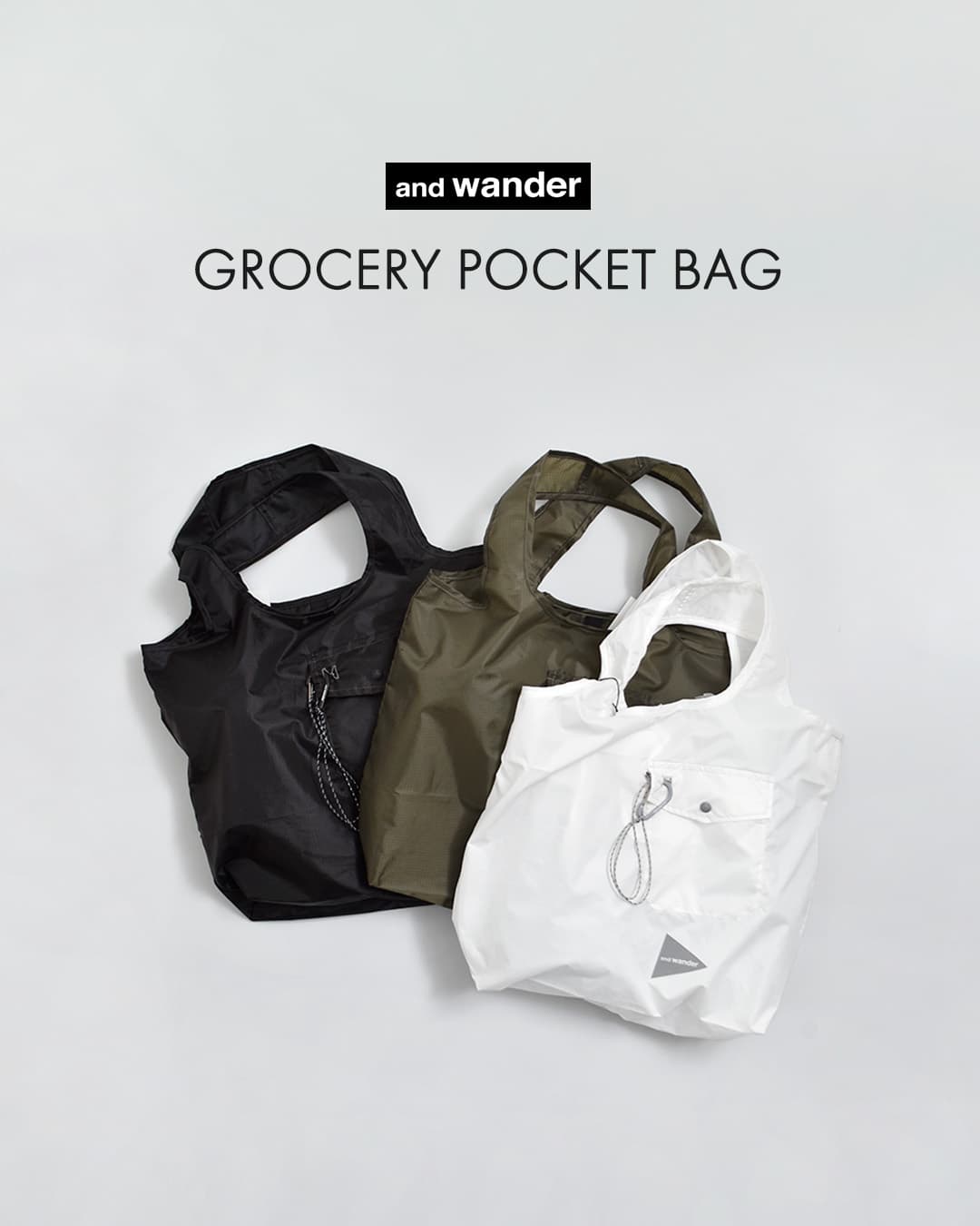 and wanderクリスピーリップ グローサリー ポケット バッグ crispy rip grocery pocket bag 574-6985150