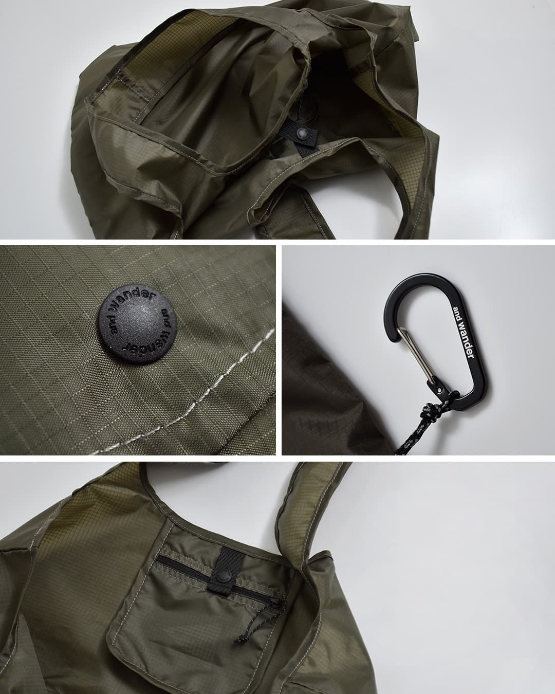 and wanderクリスピーリップ グローサリー ポケット バッグ crispy rip grocery pocket bag 574-6985150