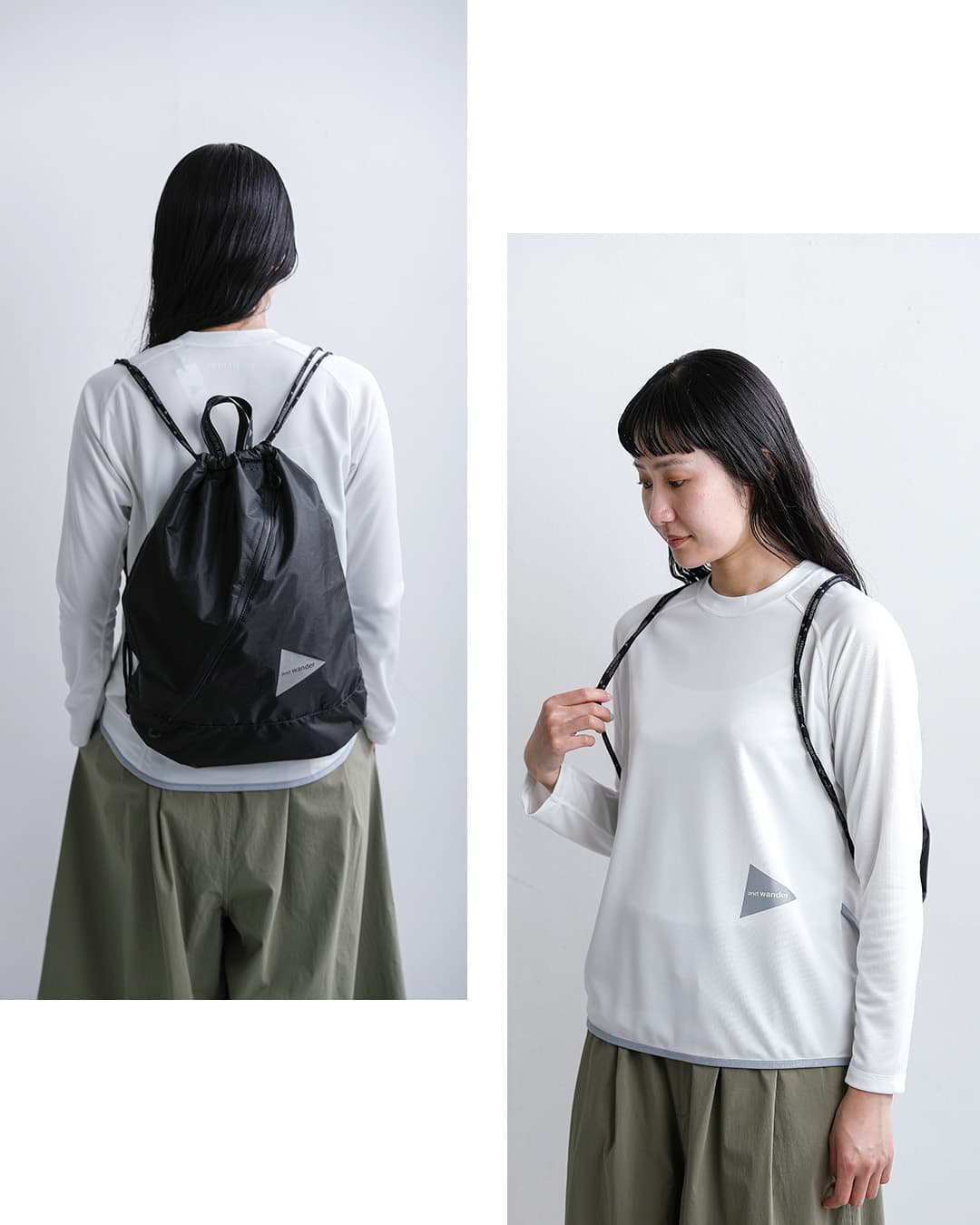 and wanderクリスピーリップ ドローストリングバッグ crispy rip drawstring bag 574-6985152