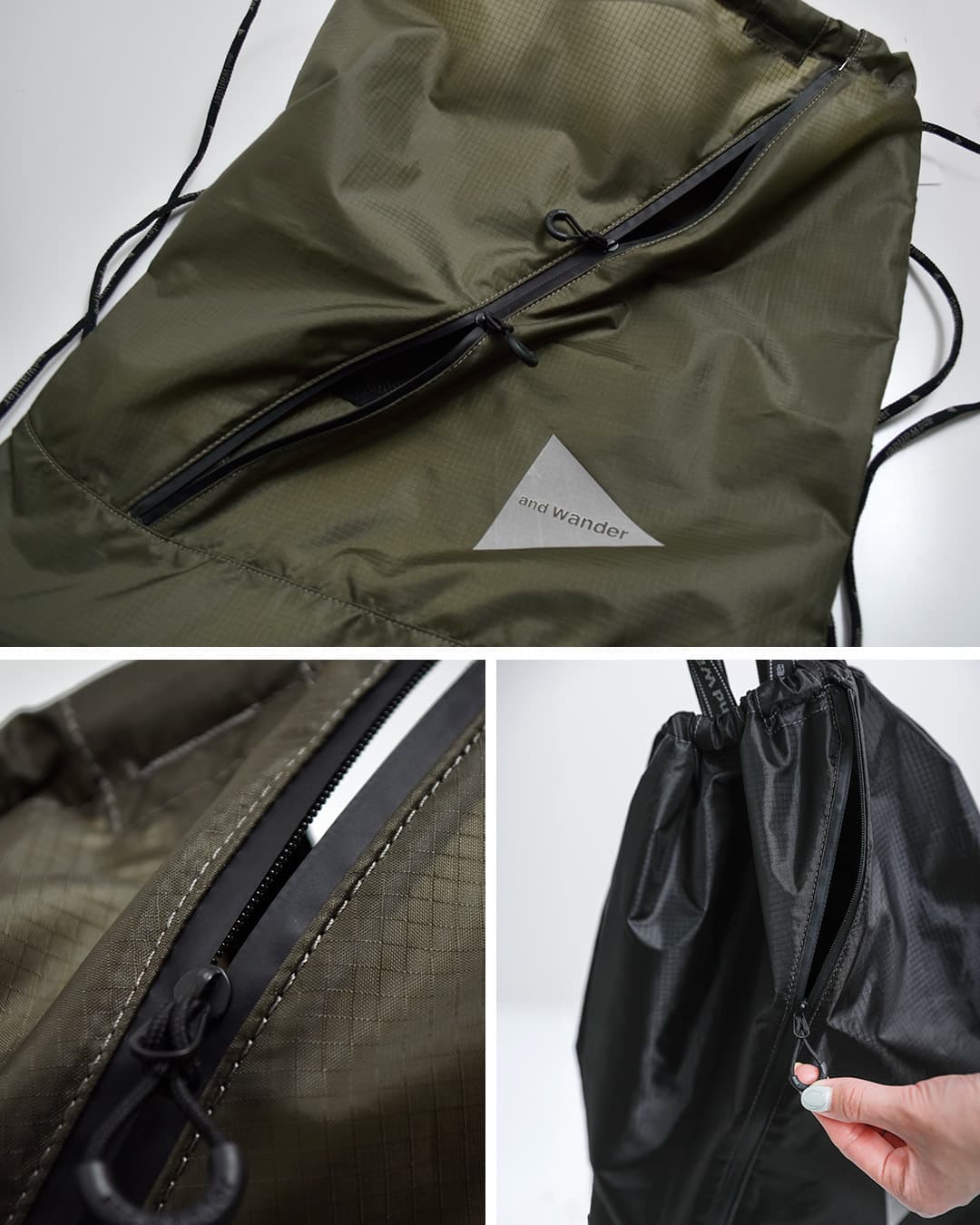and wanderクリスピーリップ ドローストリングバッグ crispy rip drawstring bag 574-6985152