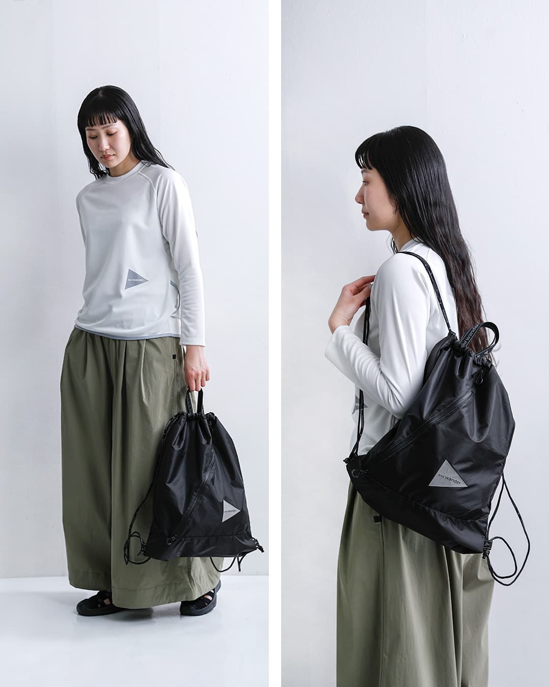 and wanderクリスピーリップ ドローストリングバッグ crispy rip drawstring bag 574-6985152