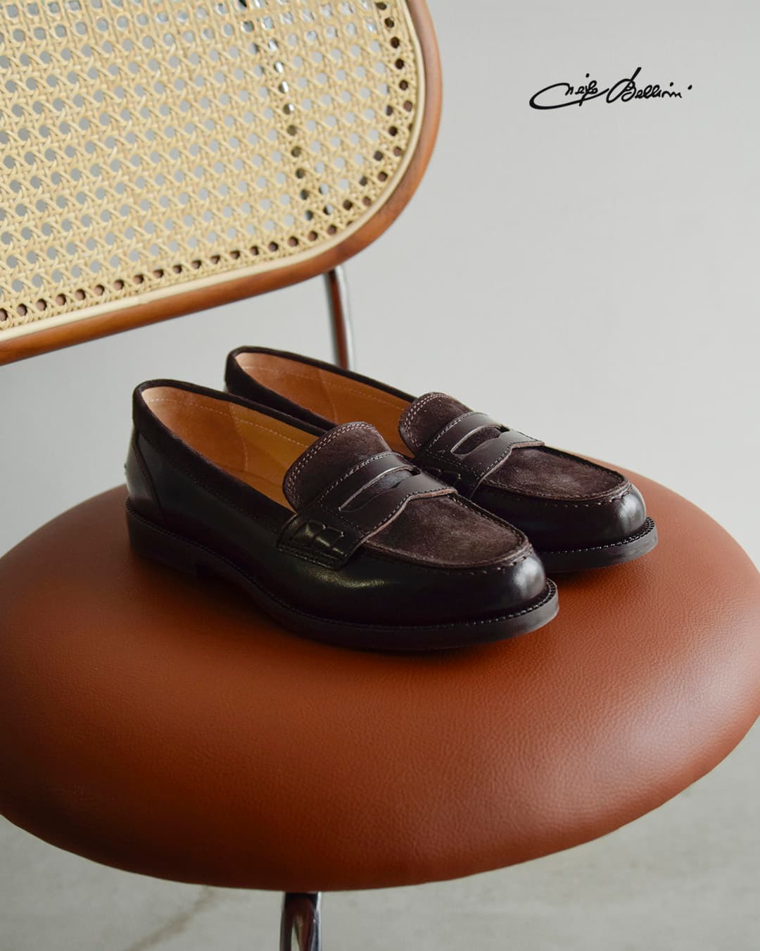 DIEGO BELLINIバッファロー×スエード コインローファー 602t