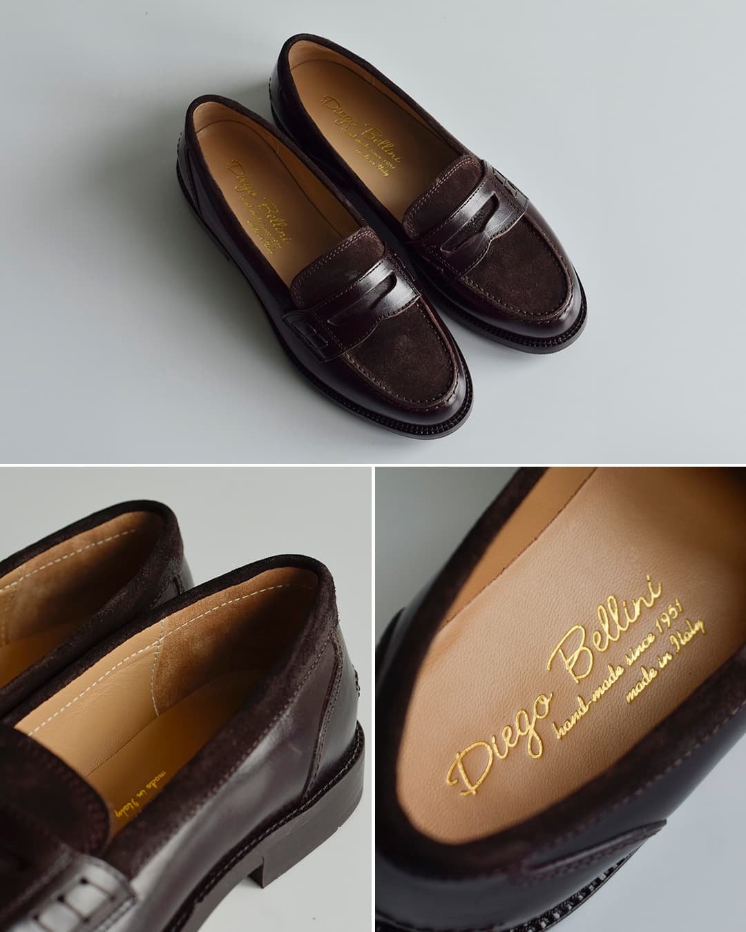 DIEGO BELLINIバッファロー×スエード コインローファー 602t