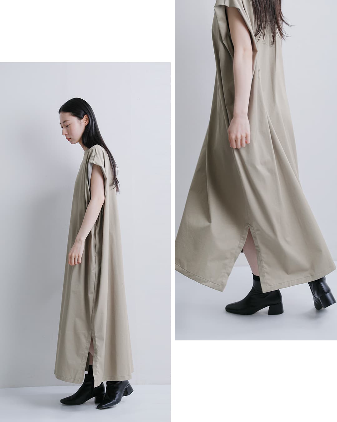 HAVERSACK ATTIRE(ハバーサック アタイア)ウルティマ天竺 クルーネック ロングワンピース 612601