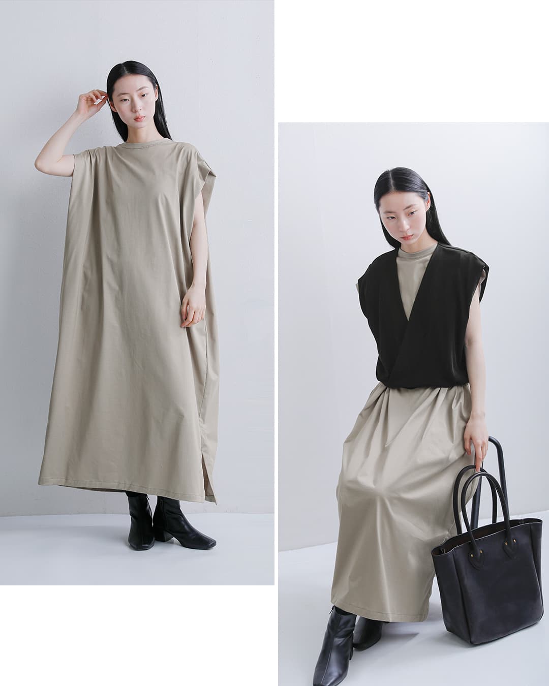 HAVERSACK ATTIRE(ハバーサック アタイア)ウルティマ天竺 クルーネック ロングワンピース 612601