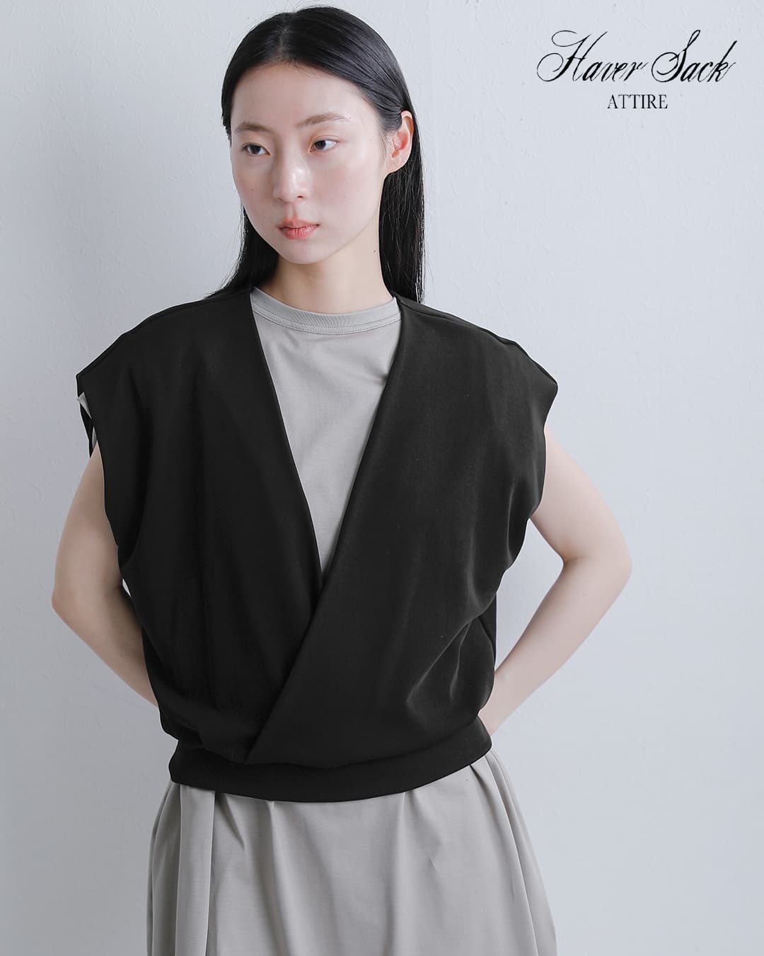 HAVERSACK ATTIRE(ハバーサック アタイア)強撚スムース ノースリーブ プルオーバー シャツ 612603