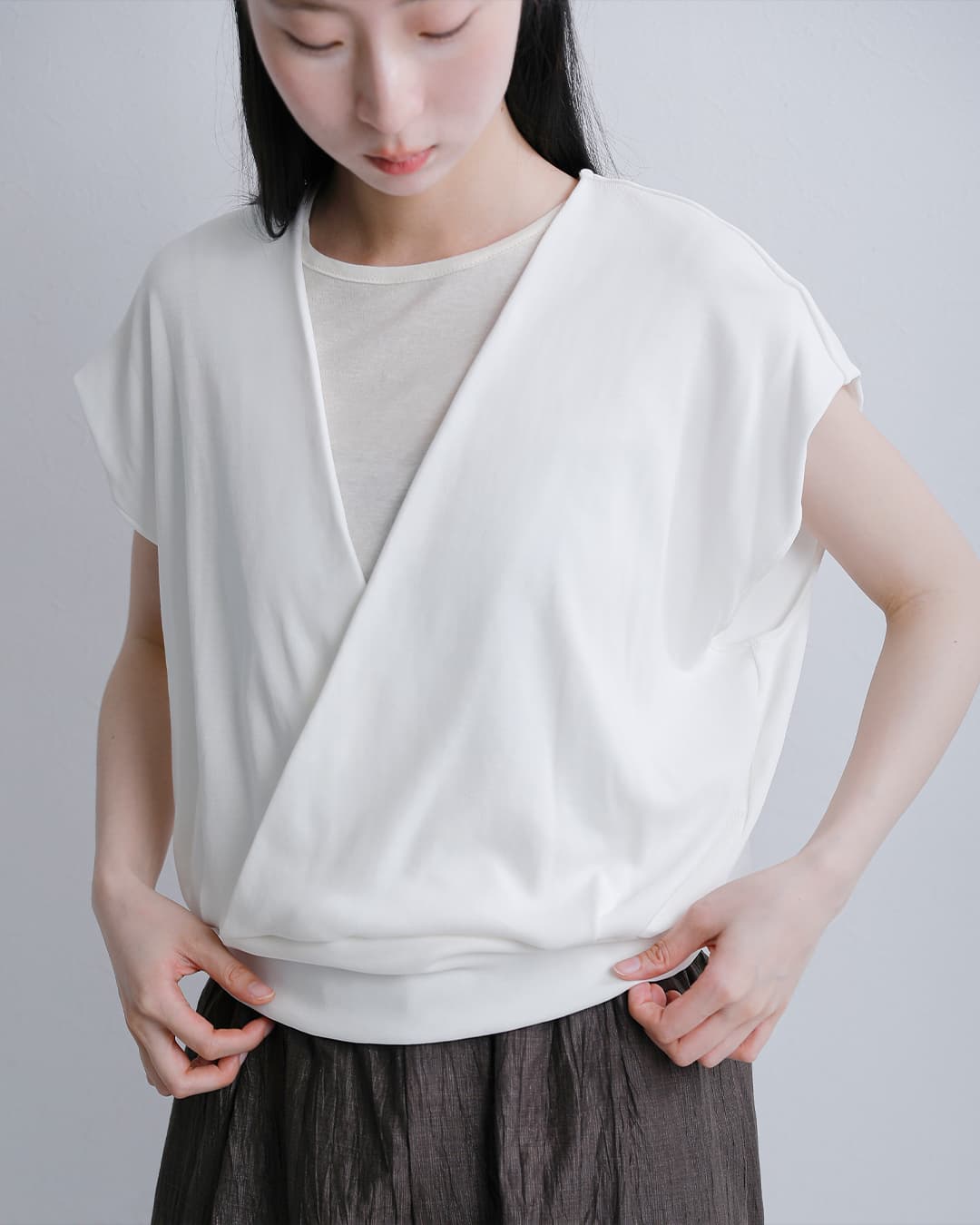 HAVERSACK ATTIRE(ハバーサック アタイア)強撚スムース ノースリーブ プルオーバー シャツ 612603