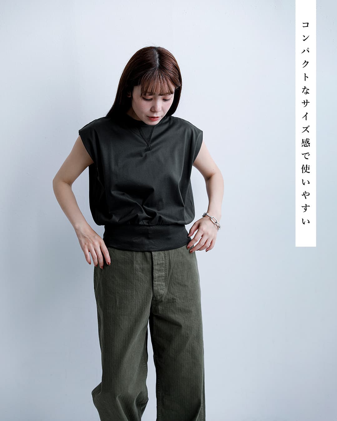 HAVERSACK ATTIREコットンギザ天竺 クルーネック ノースリーブシャツ 612604