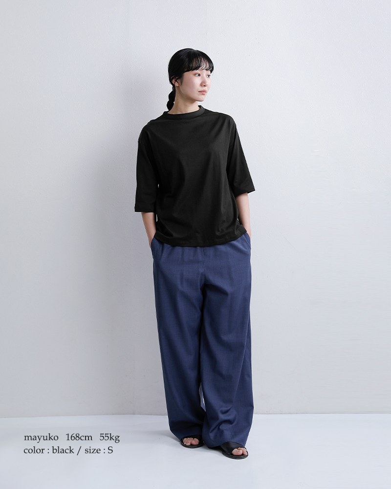 handvaerk(ハンドバーク)60/2ジャージー ボトルネック 6分袖 Tシャツ 6207