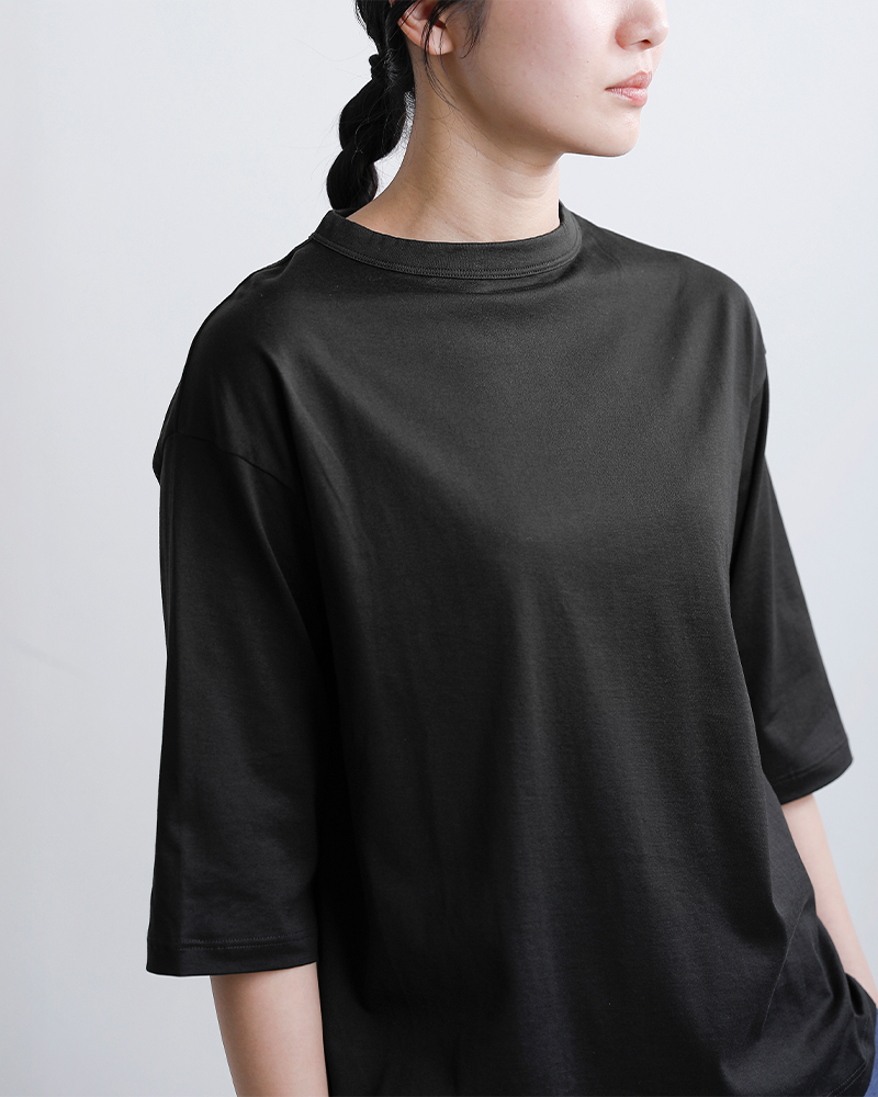 handvaerk(ハンドバーク)60/2ジャージー ボトルネック 6分袖 Tシャツ 6207