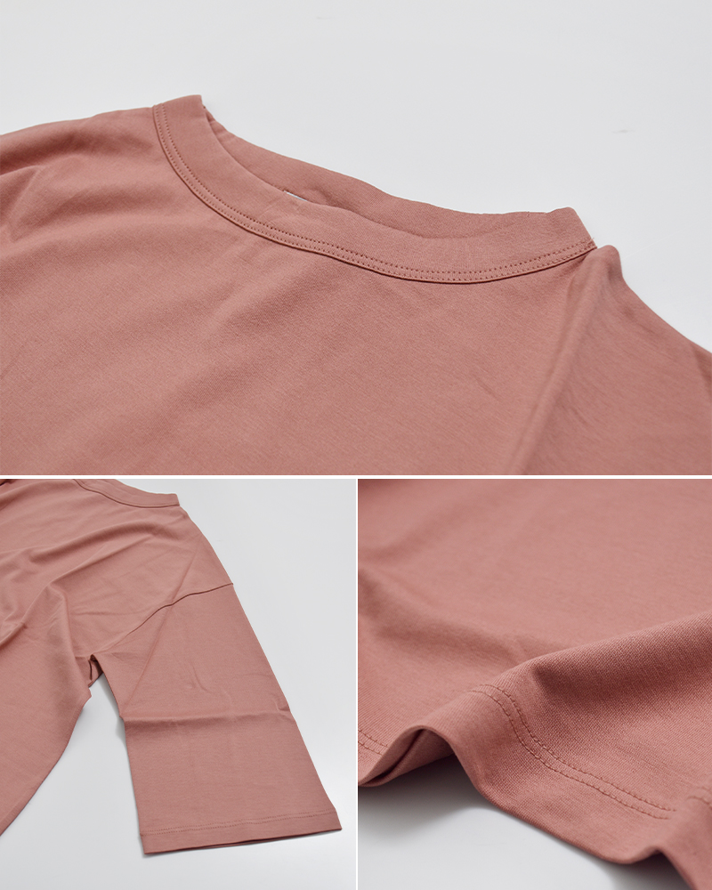 handvaerk(ハンドバーク)60/2ジャージー ボトルネック 6分袖 Tシャツ 6207