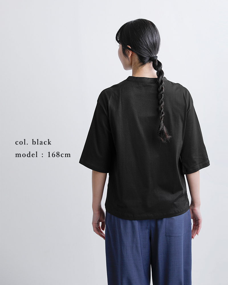 handvaerk(ハンドバーク)60/2ジャージー ボトルネック 6分袖 Tシャツ 6207