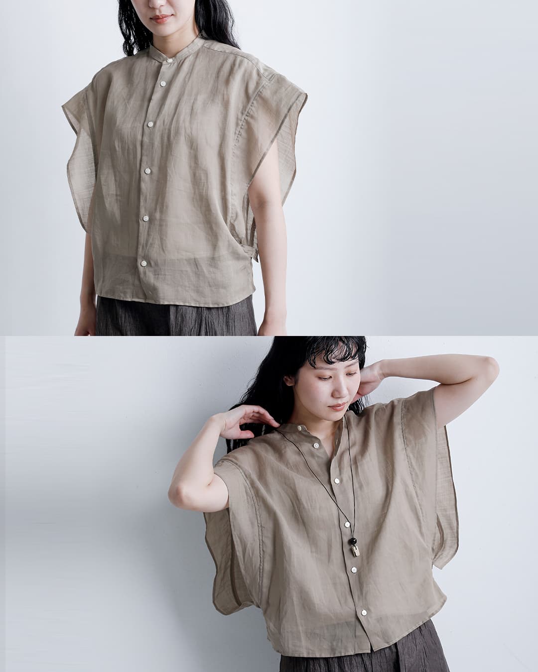 HAVERSACK ATTIRE(ハバーサック アタイア)ラミーローン バンドカラーシャツ 622605