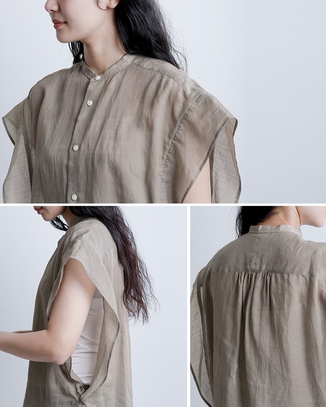 HAVERSACK ATTIRE(ハバーサック アタイア)ラミーローン バンドカラーシャツ 622605