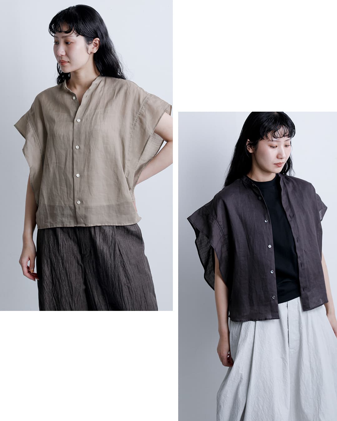 HAVERSACK ATTIRE(ハバーサック アタイア)ラミーローン バンドカラーシャツ 622605