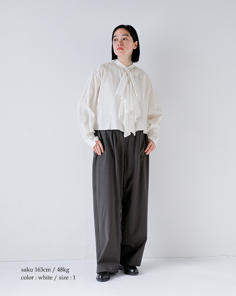 HAVERSACK(ハバーサック)リネンポプリンクロップドフリルシャツ622623