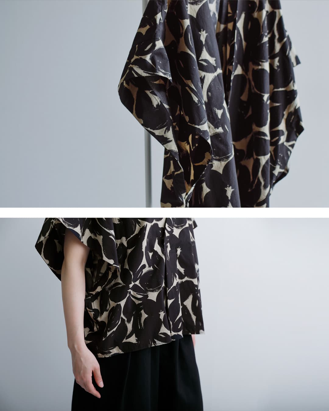 HAVERSACK(ハバーサック)ブラッシュドフラワープリント Vネックシャツ 622629