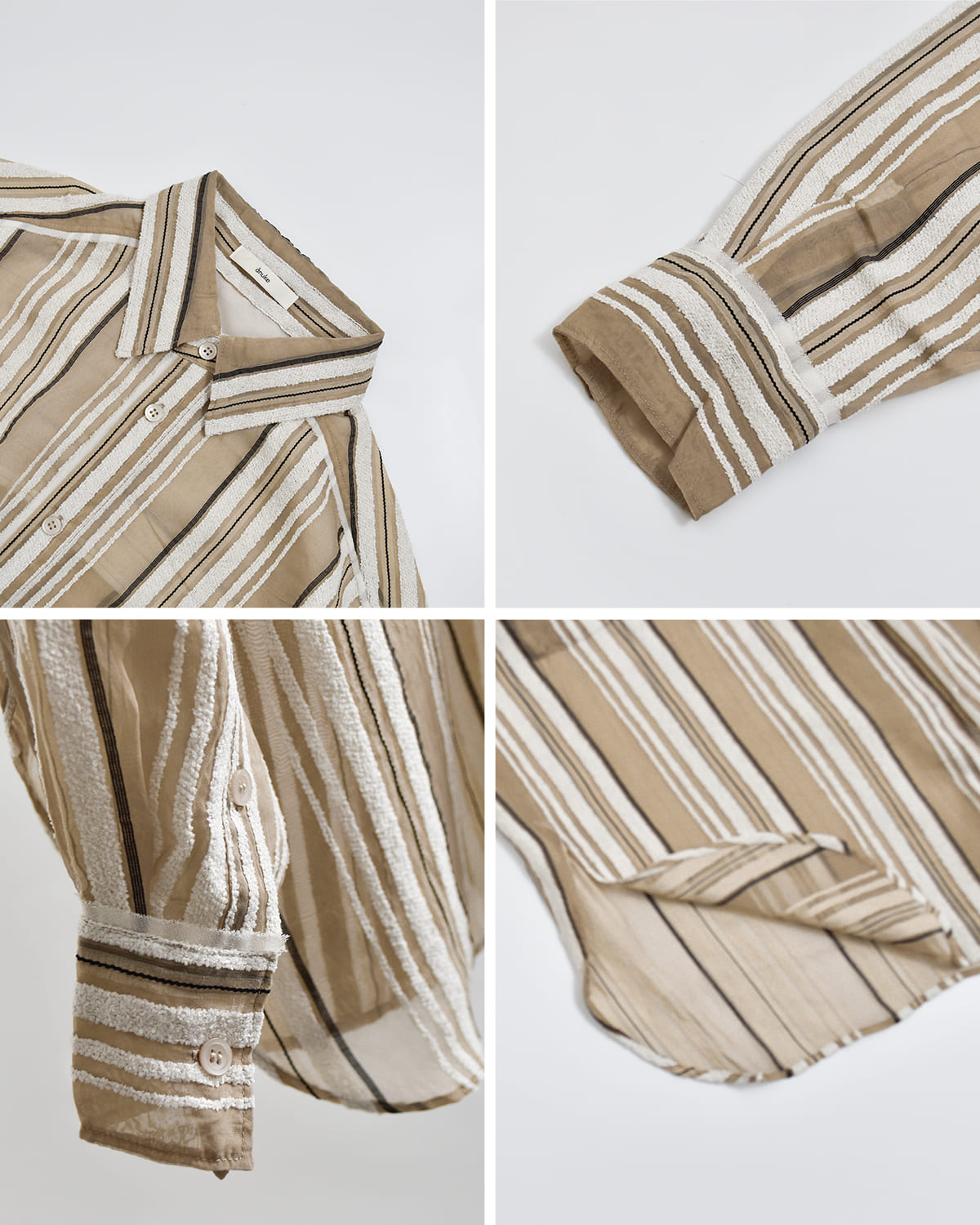 anuke(アンヌーク)シアーストライプオーバーシャツSheerStripeShirt 62520424