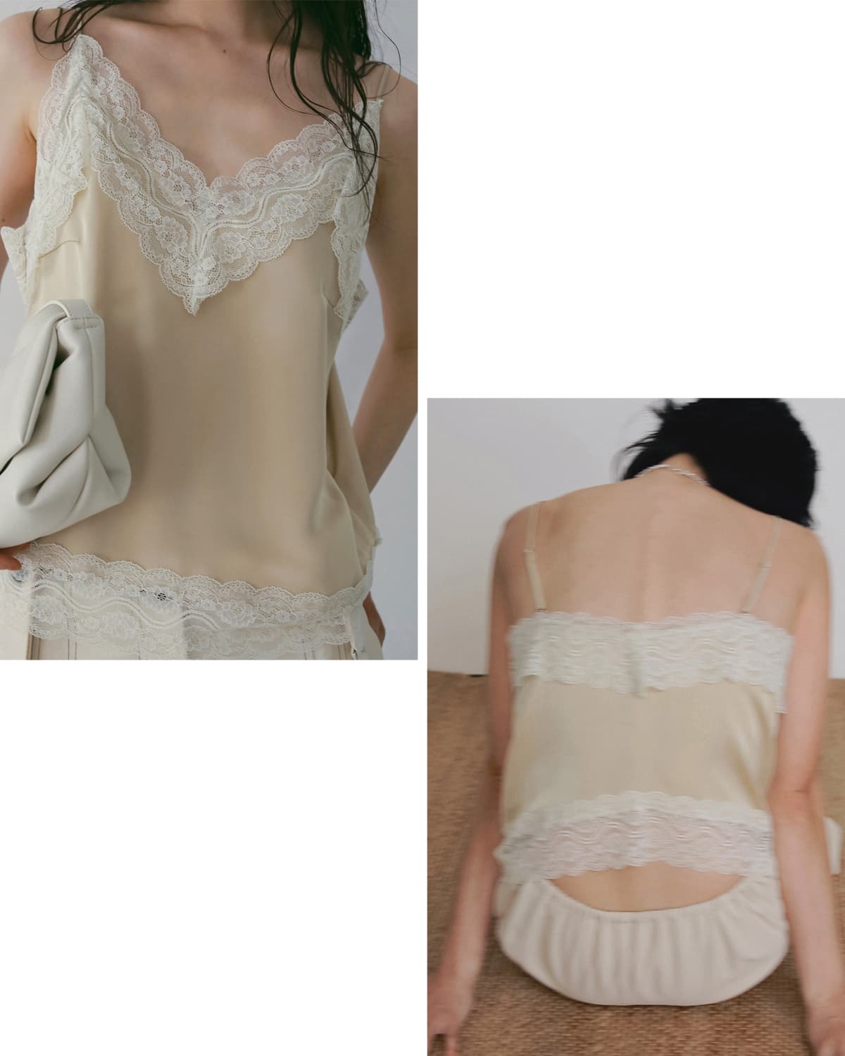 anuke(アンヌーク)サテンレースキャミソール Satin Lace Camisole 62610425