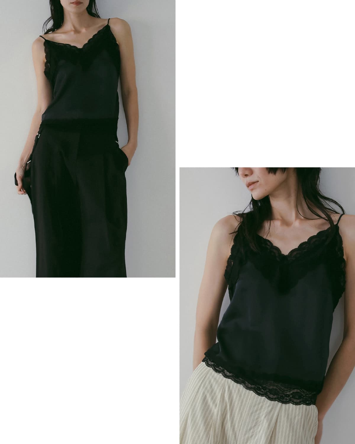 anuke(アンヌーク)サテンレースキャミソール Satin Lace Camisole 62610425
