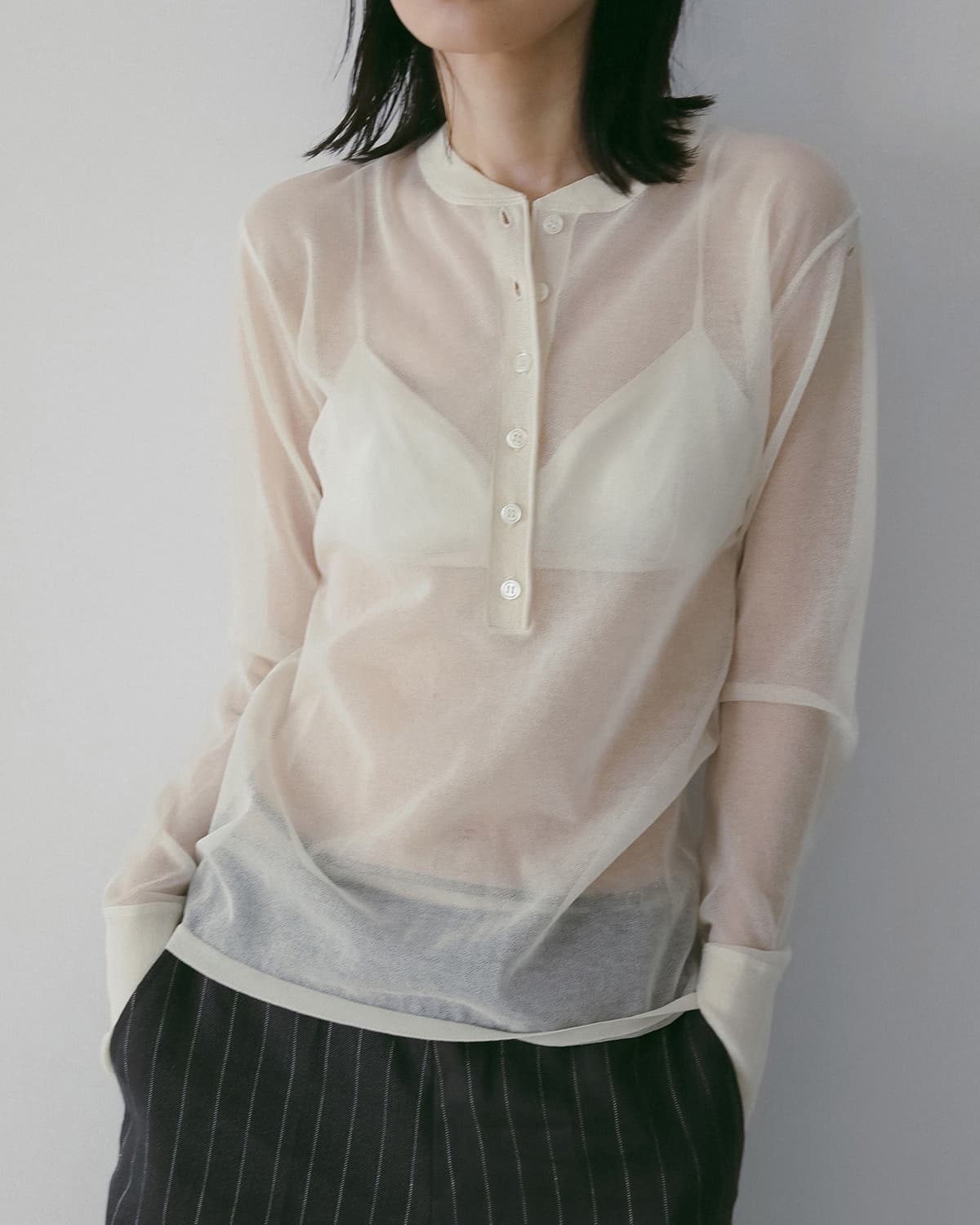 anuke(アンヌーク)シアー ヘンリー ニット長袖 Sheer Henly Knit 62610514
