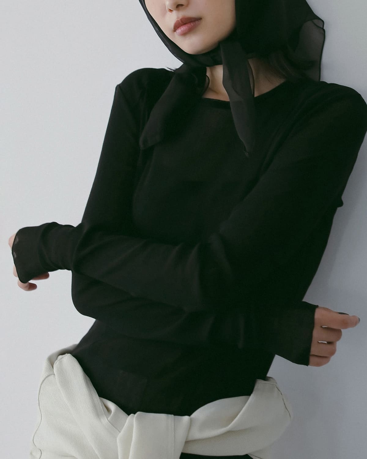 anuke(アンヌーク)コットンチュール長袖カットソー Cotton Tulle Tops 62610605