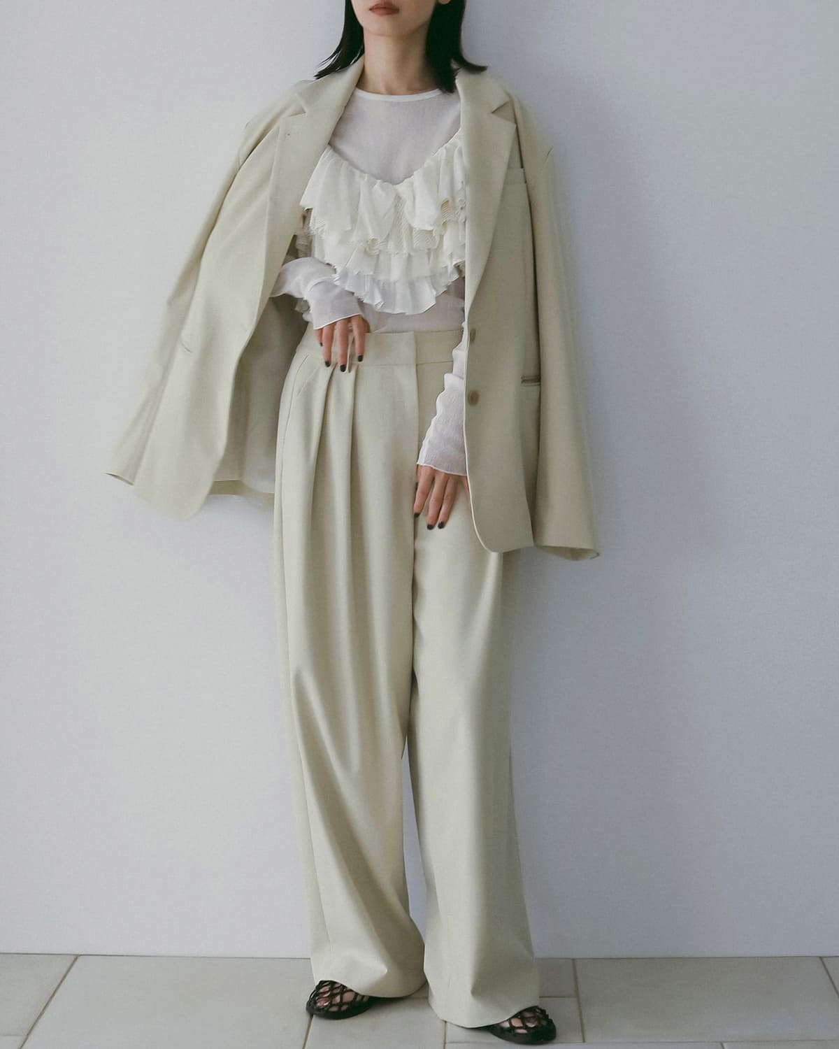 anuke(アンヌーク)コットンチュール長袖カットソー Cotton Tulle Tops 62610605