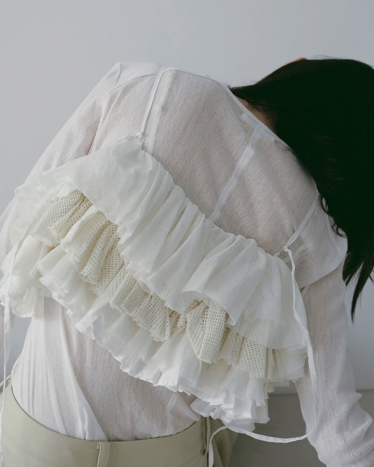 anuke(アンヌーク)コットンチュール長袖カットソー Cotton Tulle Tops 62610605