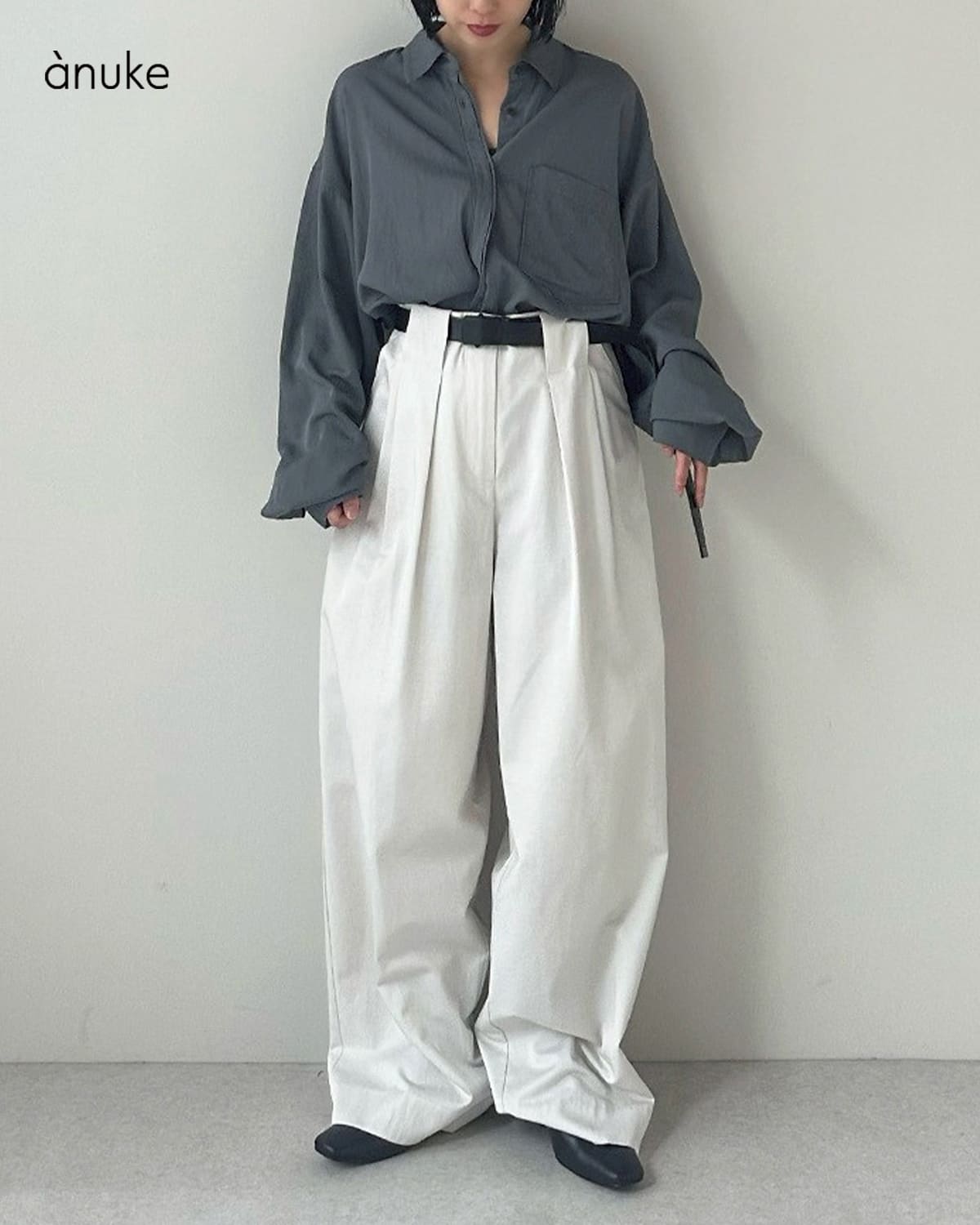 anuke(アンヌーク)ツイル タック ルーズ ワイドパンツ Twill Loose Pants62610708