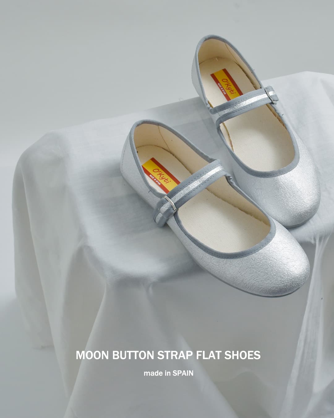 OKYTI(オキティ)MOON ボタン ストラップ フラット シューズ 6525-b-s-moon