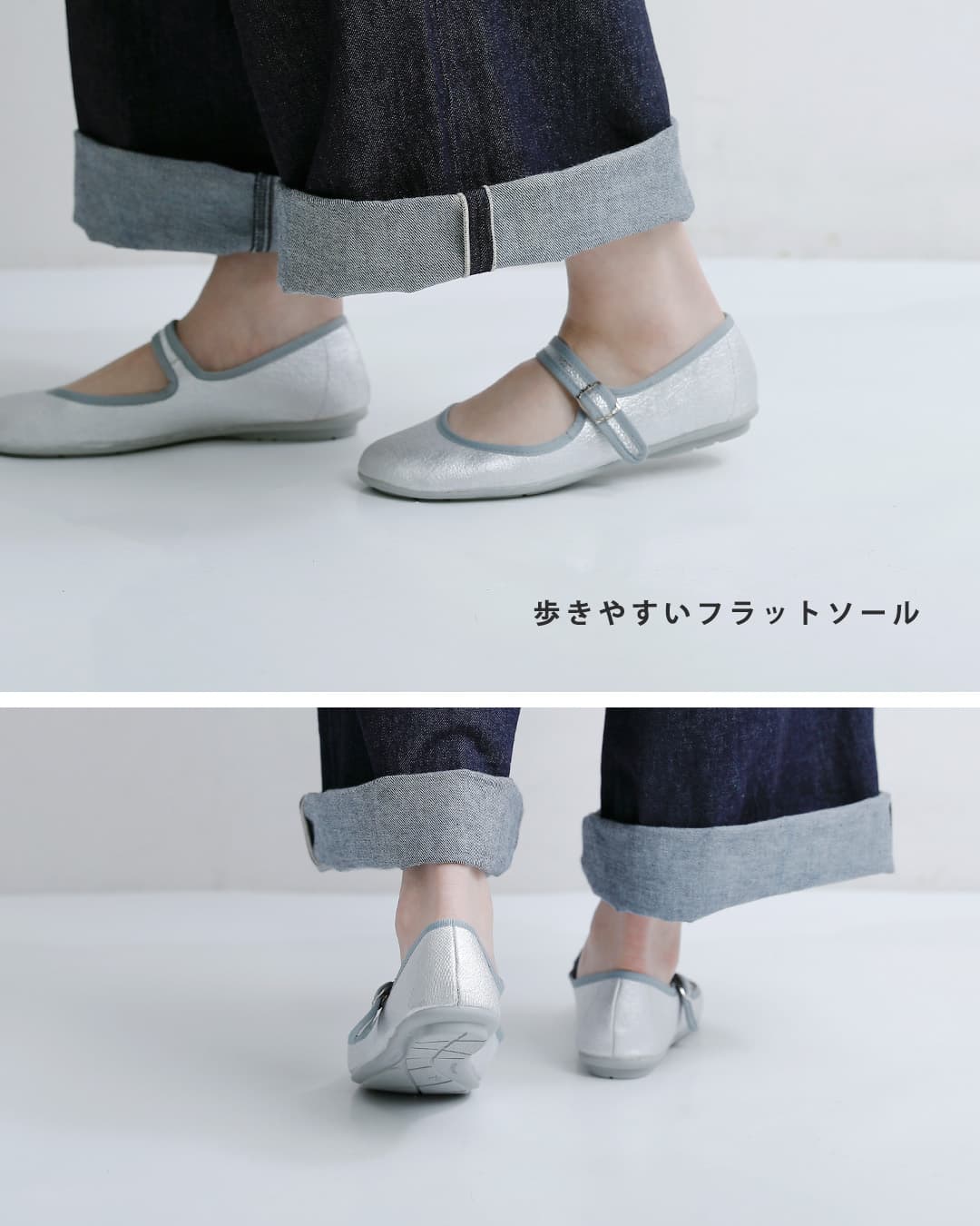 OKYTI(オキティ)MOON ボタン ストラップ フラット シューズ 6525-b-s-moon