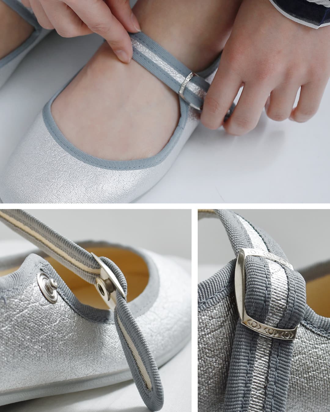 OKYTI(オキティ)MOON ボタン ストラップ フラット シューズ 6525-b-s-moon