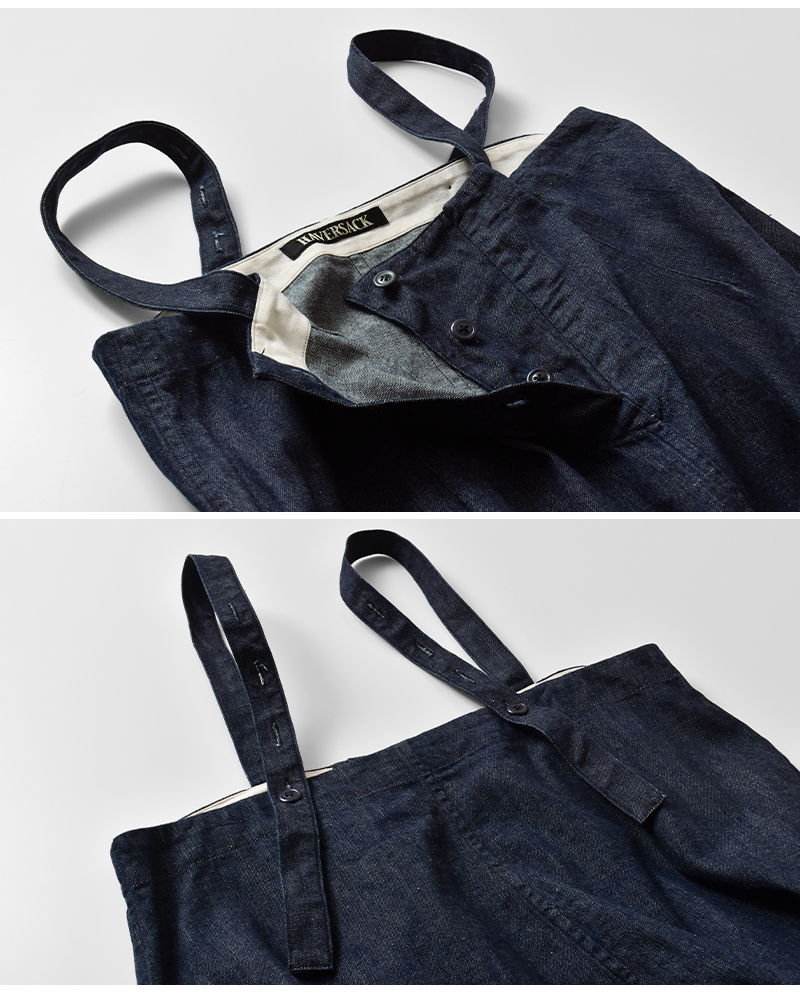 HAVERSACK(ハバーサック)8.5ozライトデニムロングサロペットスカート662621