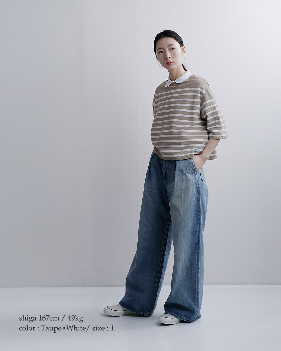 ORCIVALコットンラッセル ボートネック 五分袖 Tシャツ 6839-26ss