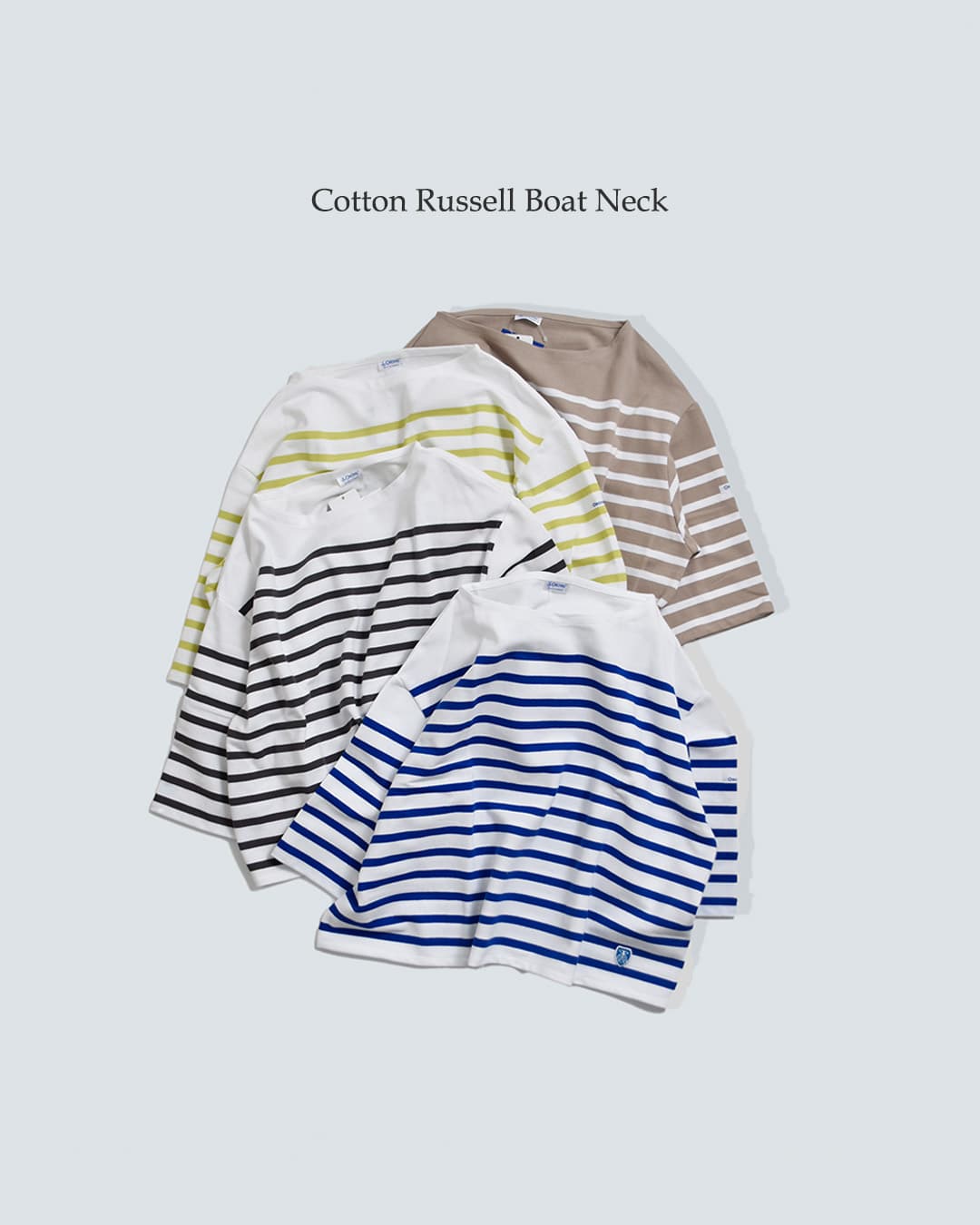 ORCIVALコットンラッセル ボートネック 五分袖 Tシャツ 6839-26ss