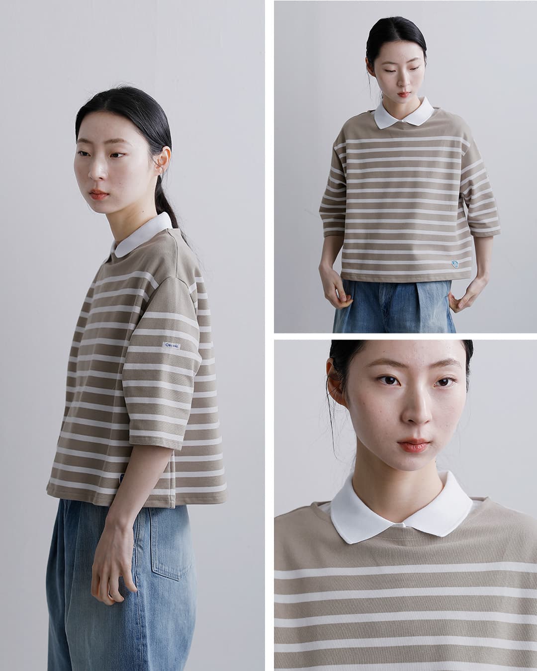 ORCIVALコットンラッセル ボートネック 五分袖 Tシャツ 6839-26ss