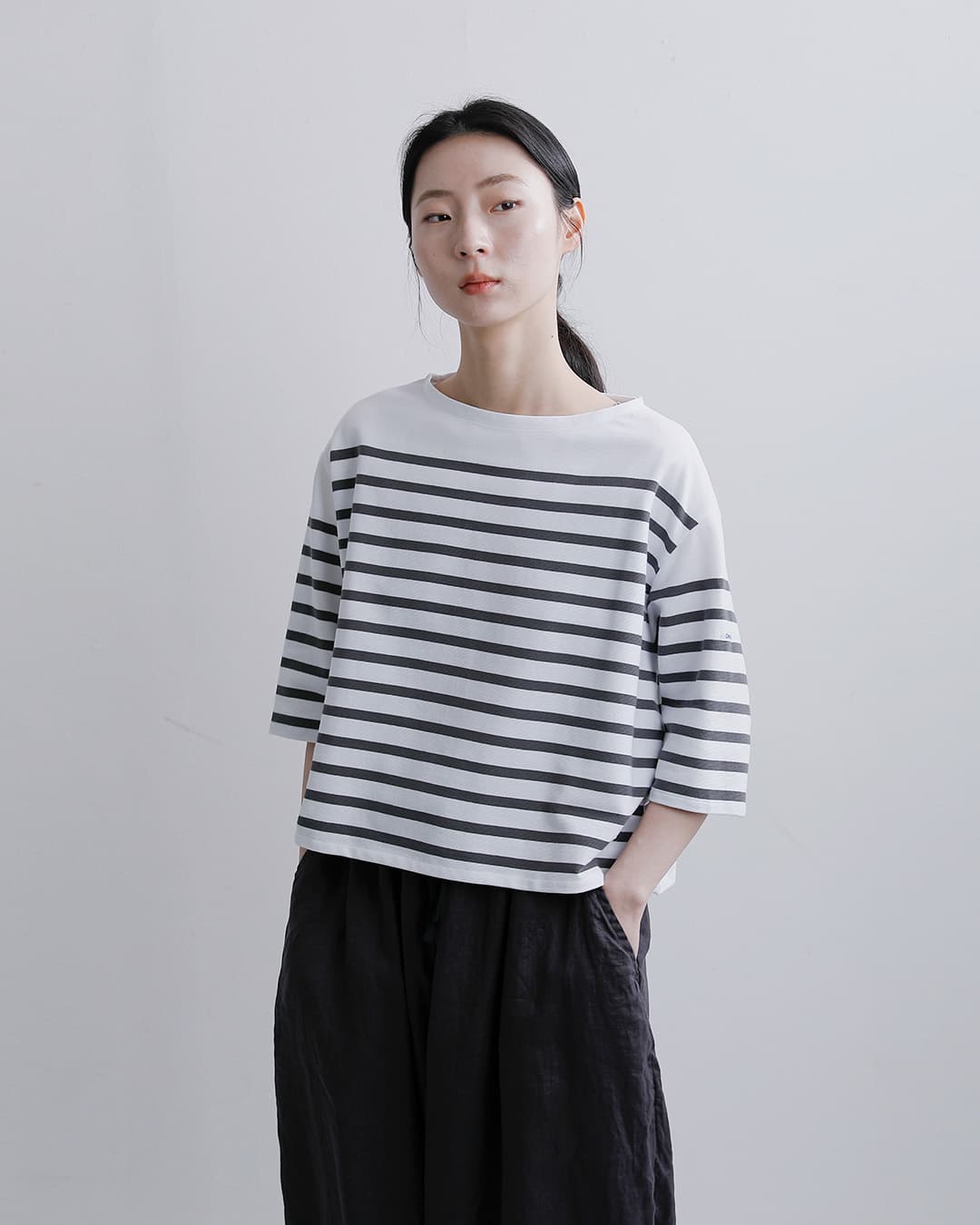 ORCIVALコットンラッセル ボートネック 五分袖 Tシャツ 6839-26ss