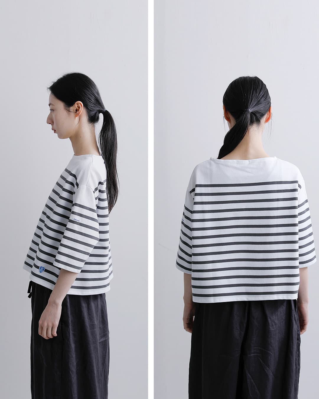 ORCIVALコットンラッセル ボートネック 五分袖 Tシャツ 6839-26ss