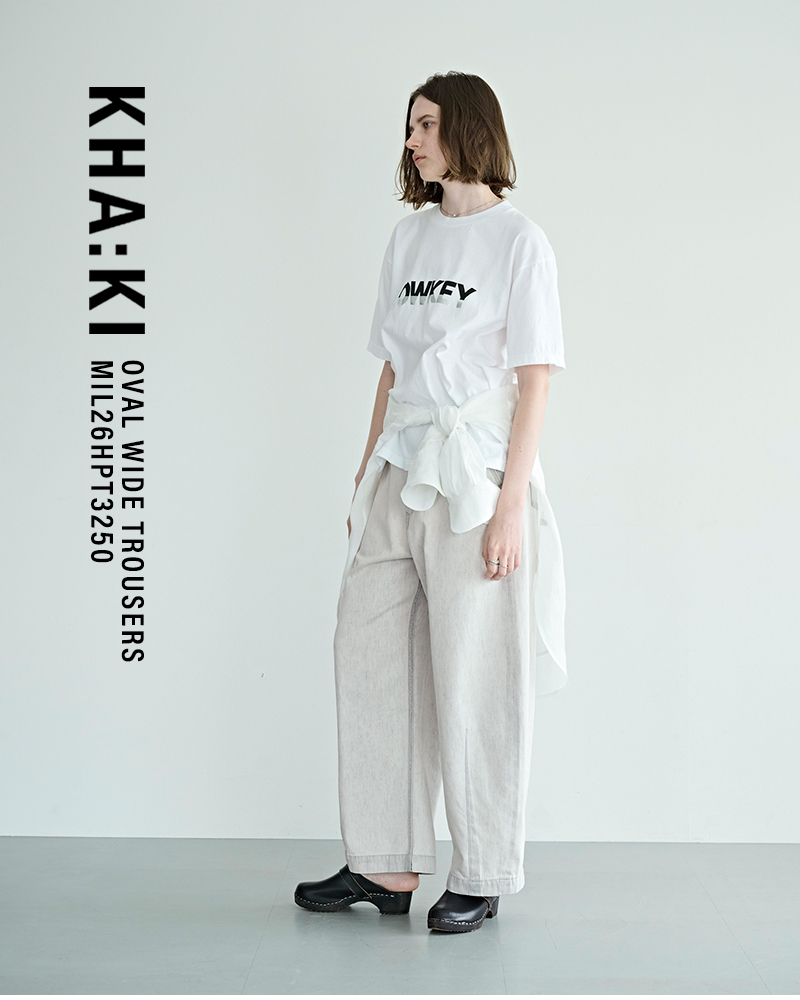 kha:ki(カーキ)コットンデニムオーバルワイドトラウザーパンツ“OVALWIDETROUSERS”mil26hpt3250-same1