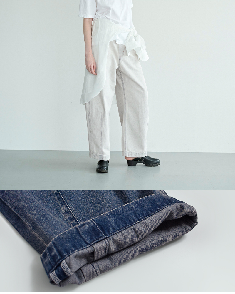 kha:ki(カーキ)コットンデニムオーバルワイドトラウザーパンツ“OVALWIDETROUSERS”mil26hpt3250-same1