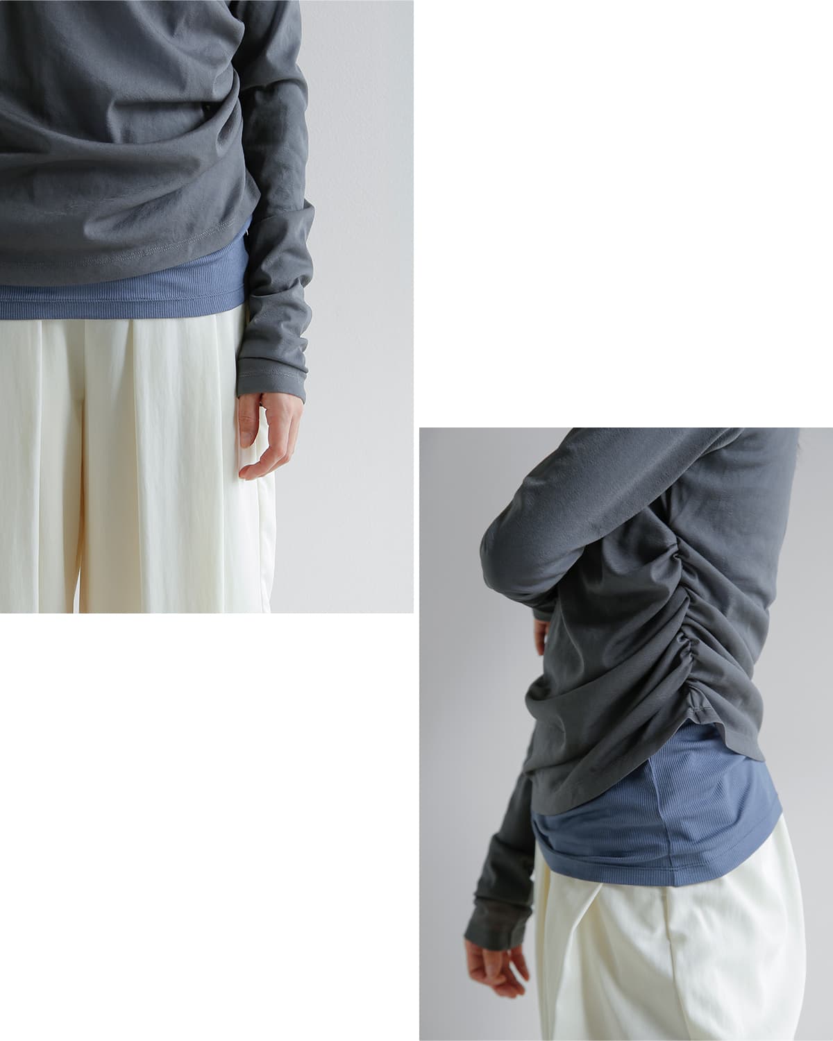 MANOF(マノフ)シアー レイヤードカットトップス 80105-1043