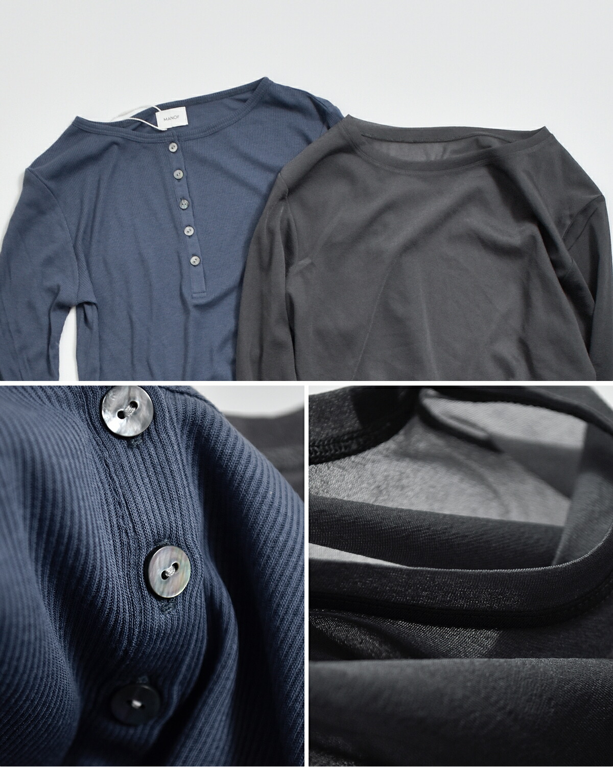 MANOF(マノフ)シアー レイヤードカットトップス 80105-1043