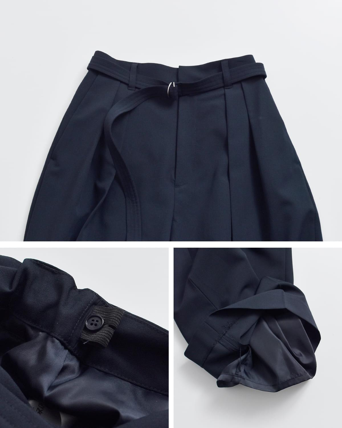 MANOF(マノフ)ベルト付きタックインワイドパンツ 80110-7043