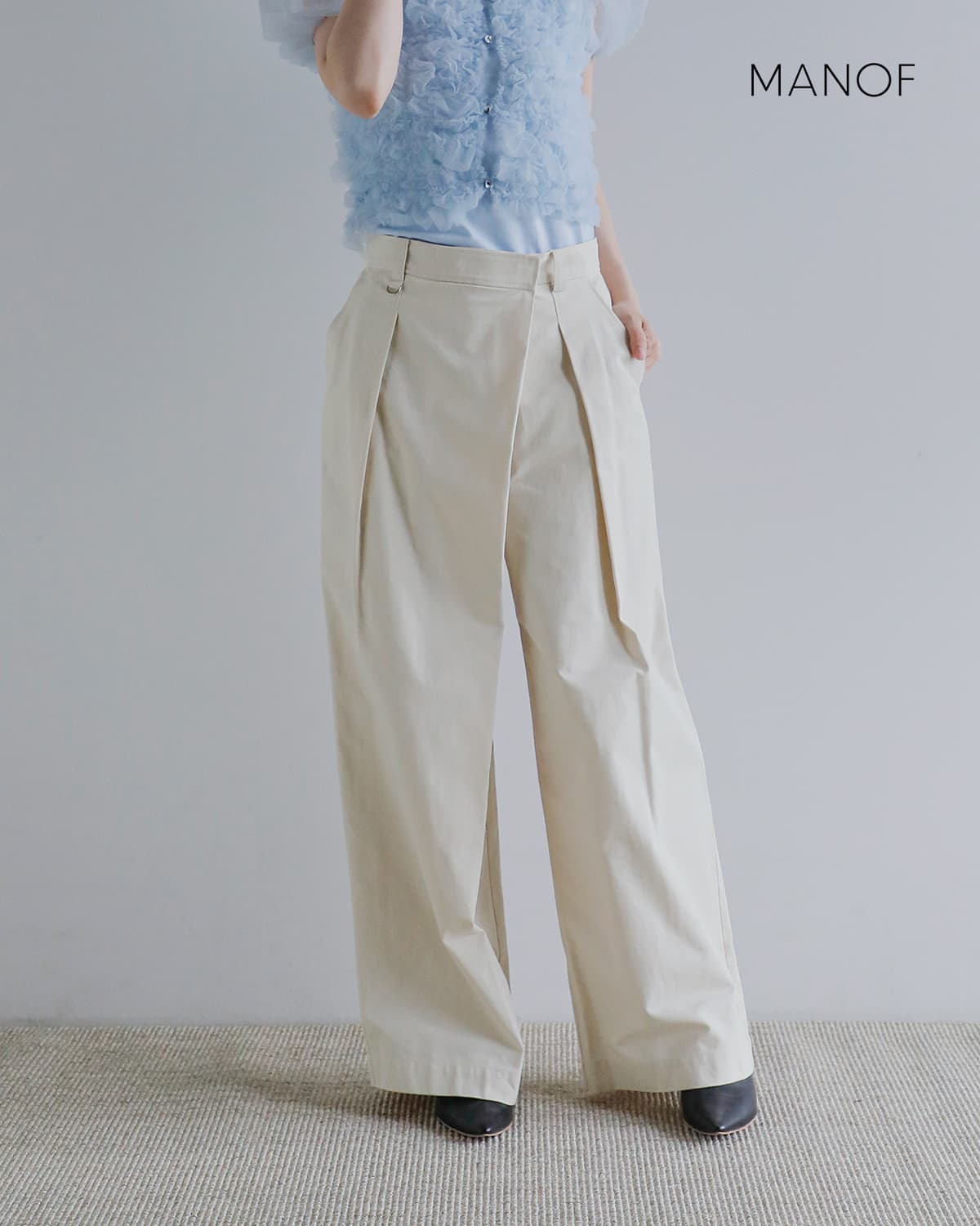 MANOF(マノフ)ラップ ワイド パンツ80110-7133